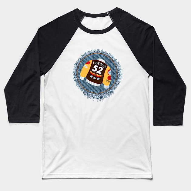 Patches Jeans Since Vintage Old School Established Baseball T-Shirt by Flowering Away